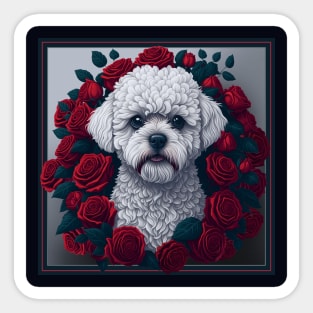 Maltipoo red roses 2 Sticker